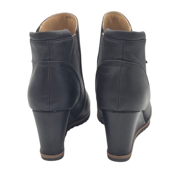Soul Naturalizer Haley Women 9.5M Black Wedge Ankle Booties Zip Nubuck Style NEW - Picture 5 of 15